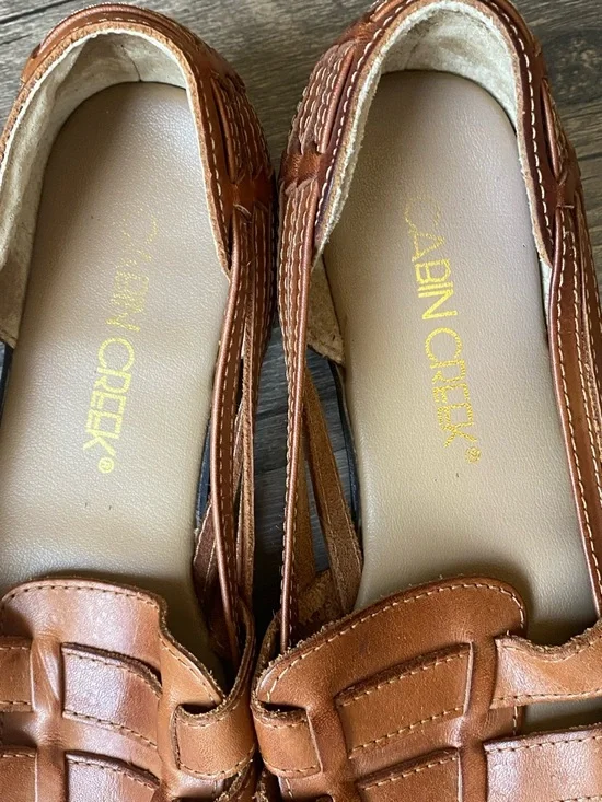 Cabin Creek Womens Brown Woven Leather Slip-On Loafers Size 7 - Picture 5 of 9